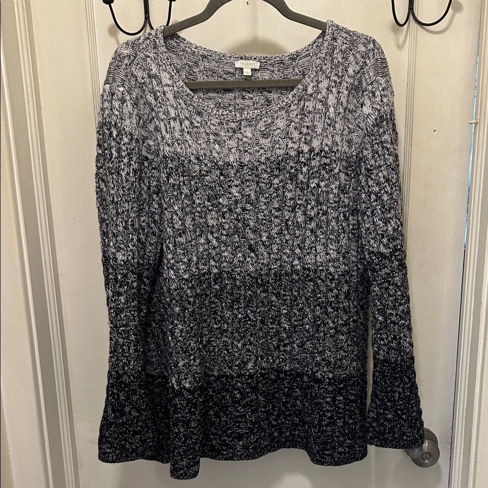 Talbots Gray Ombre Textured Knit Sweater